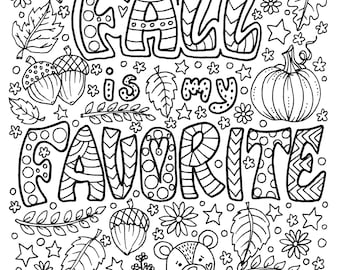Fall Is My Favorite Coloring Page Fun Digital Thanksgiving