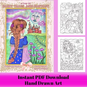 A Year of Fairy Tales and Fantasy PDF Coloring Book. Beautiful Hand-drawn art. No AI image 2