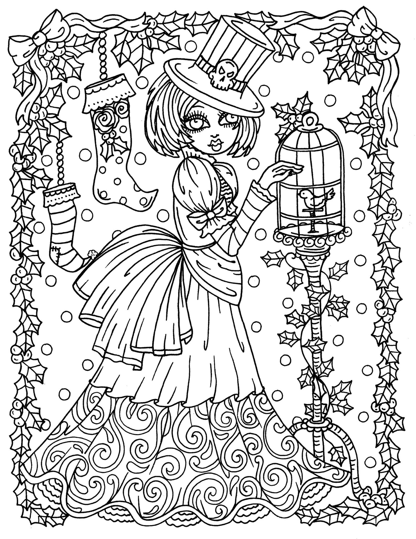 A Gothic Christmas Digital Coloring Book Fun Coloring Pages | Etsy