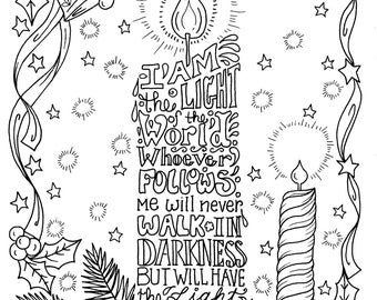 Christmas Candle Coloring page Christian Scripture Color book pages