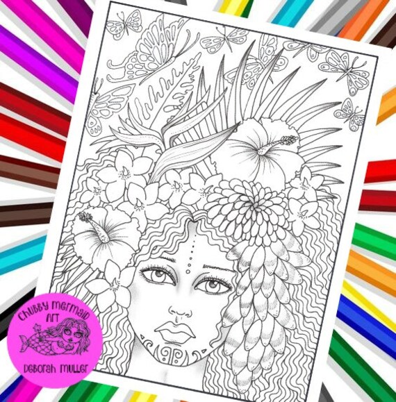 Download Tahiti Fairy Digital Coloring Page Instant Download Fairies Etsy