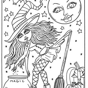 Hocus Pocus Witches Printable Coloring Pages for Adults, Halloween Fun ...