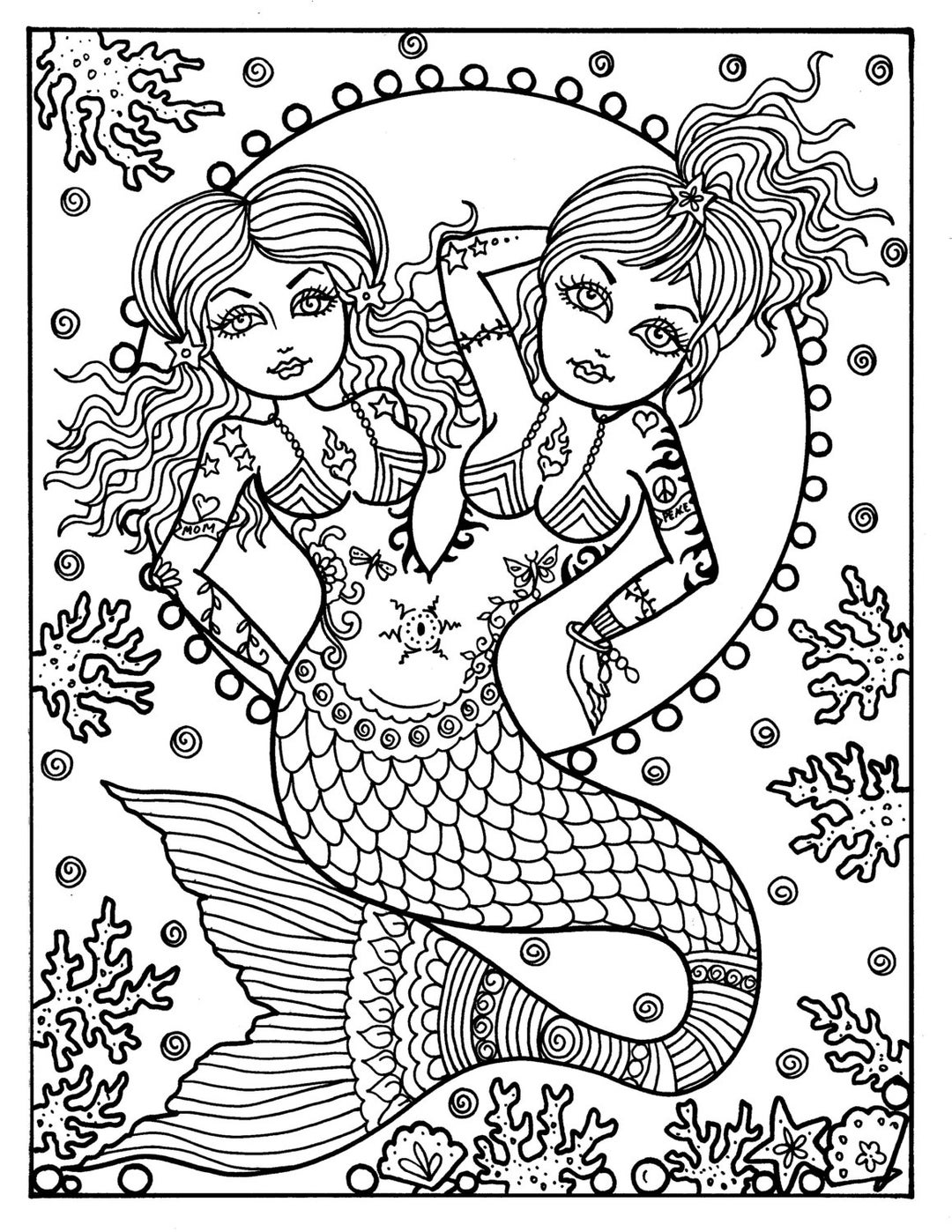 Instant Download Mermaids Coloring Page Adult Coloring Books Fantasy ...