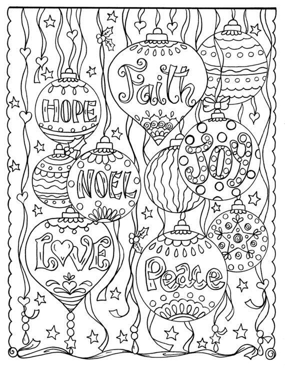 Christmas Christian Coloring Page Digital Printable Adult Etsy