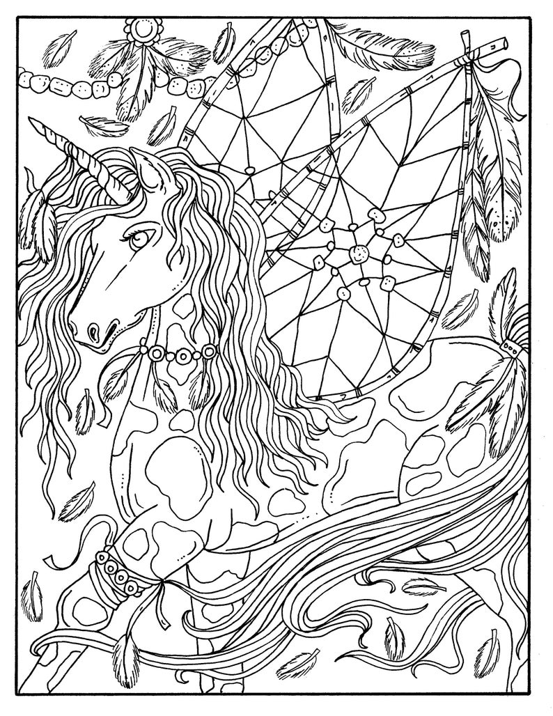 Digital Coloring Book Unicorn Dreams Magical Fantasy - Etsy