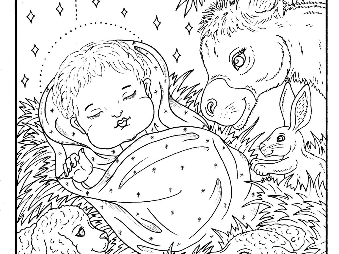 Manger Christmas Coloring Page. Pdf Digital Download. | Etsy