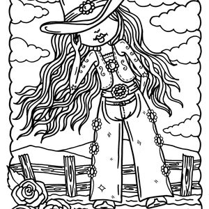 5 Cowgirl Digital Download Coloring pages, Digi Stamps, western girls, cardmaking, stamping, from Cowgirls and Indians Coloring Book image 4