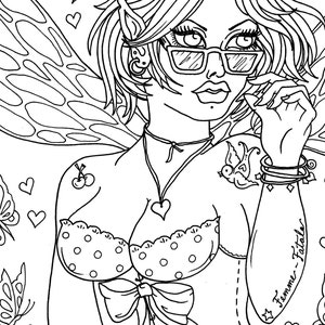 BAD FAIRIES Coloring book. Funny, sexy, naughty and scary fairies to color. image 3