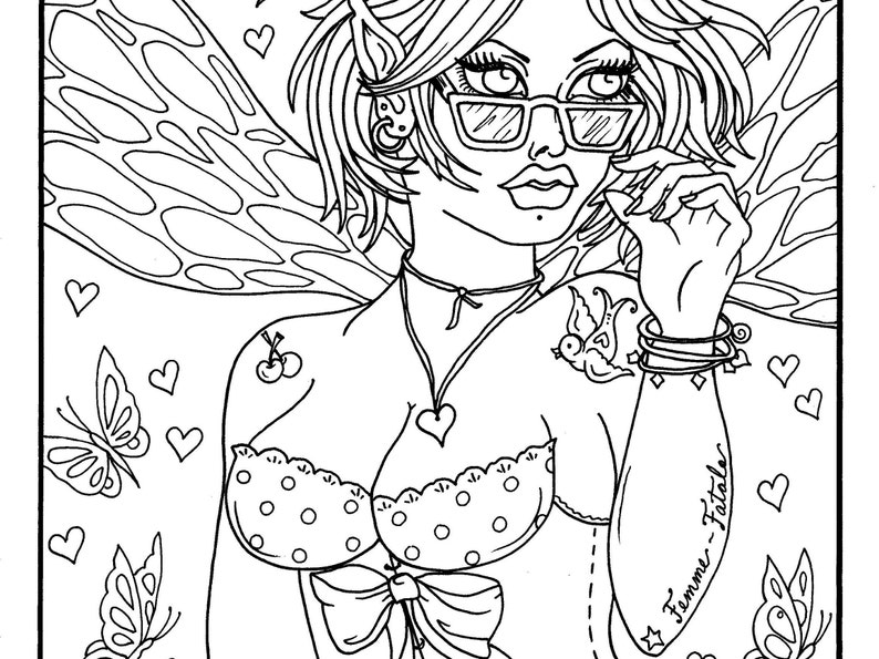 BAD FAIRIES Coloring book. Funny, sexy, naughty and scary fairies to color. image 3