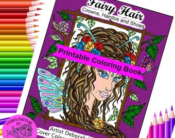 Digital Book Fairy Hair, Digi, Coloring Book, Fairies, fantasy, digi stamps, adult coloring, fairyland, cardmaking
