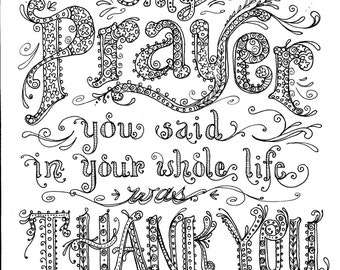 Instant Download Prayer Coloring Page