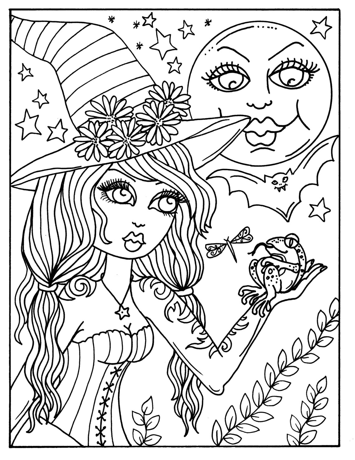 Hocus Pocus Witches Printable Coloring Pages For Adults Etsy