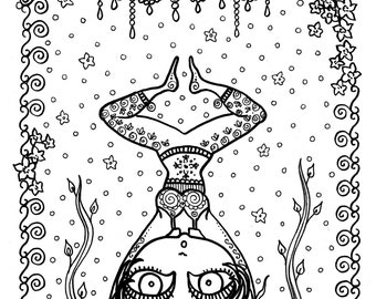 BALANCE Yoga Girl Coloring Page Adult Coloring from my Yoga Style Coloring Book/color page/zen/meditate/fun/digi stamp