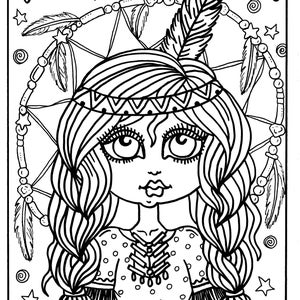 Digital Coloring Book Downloadable Cowgirls and Indians coloring pages, digi stamps, cardmaking, clip art, old west image 4