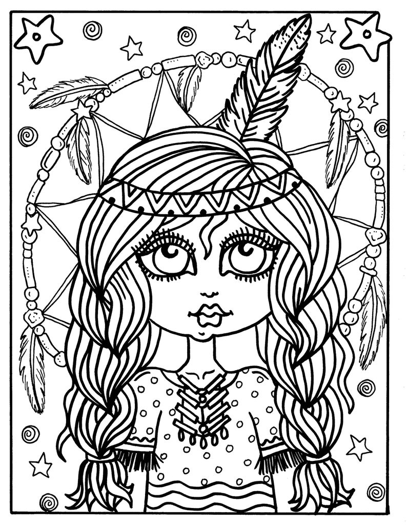 Digital Coloring Book Downloadable Cowgirls and Indians coloring pages, digi stamps, cardmaking, clip art, old west image 4