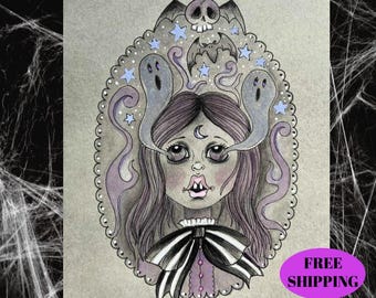 ORIGINAL WATERCOLOR art. Fantasy art, Gothic Halloween