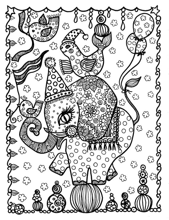 Betere Circus olifant kleurplaat pagina instant download digi stempel | Etsy II-36