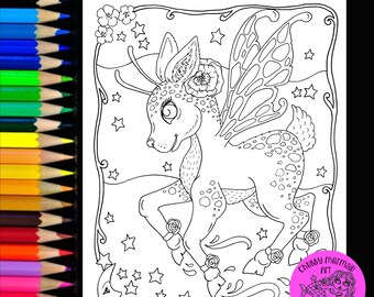 deer coloring page etsy