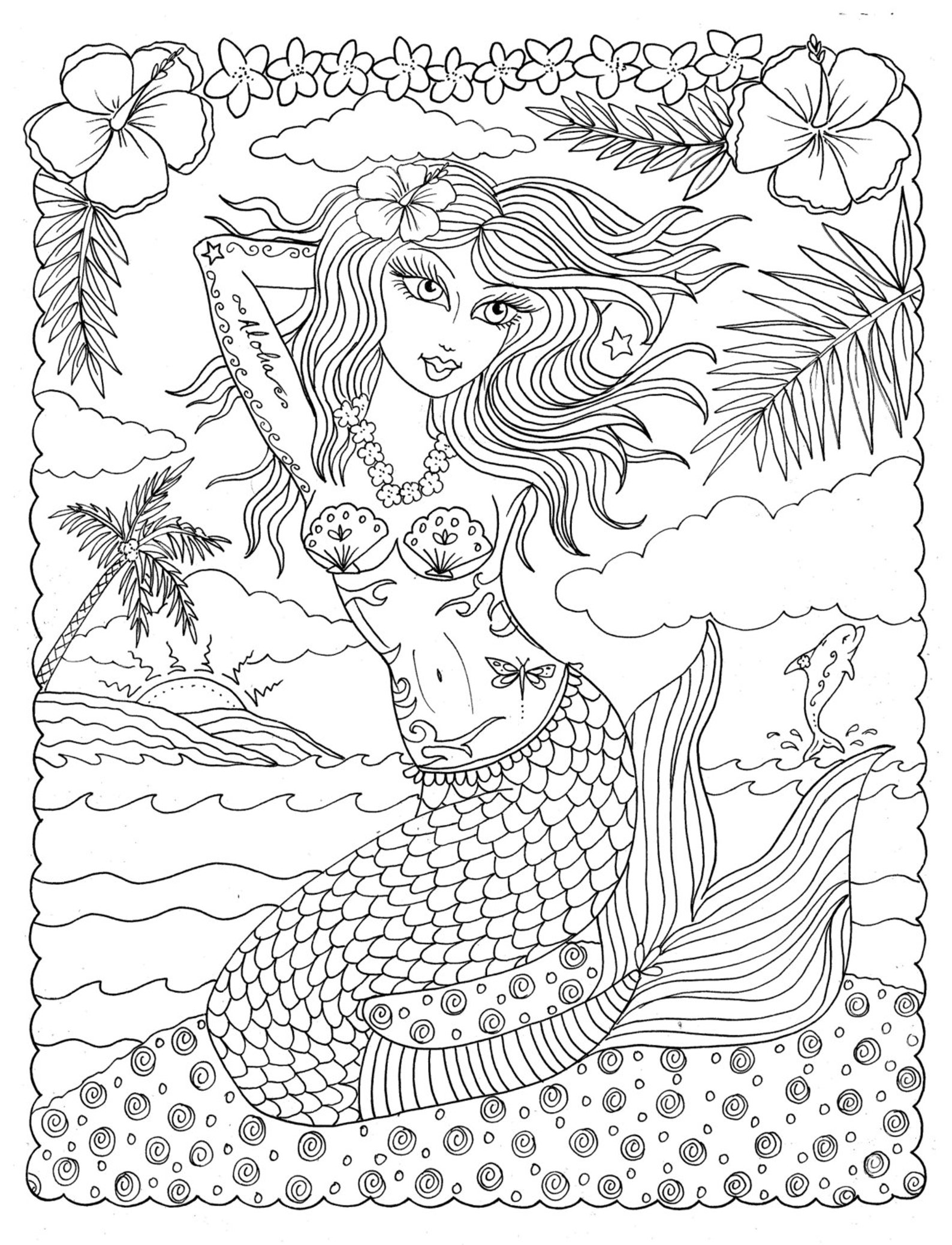 Coloring Book Oh La La Sexy Pinup Tattooed Mermaids To Color Etsy