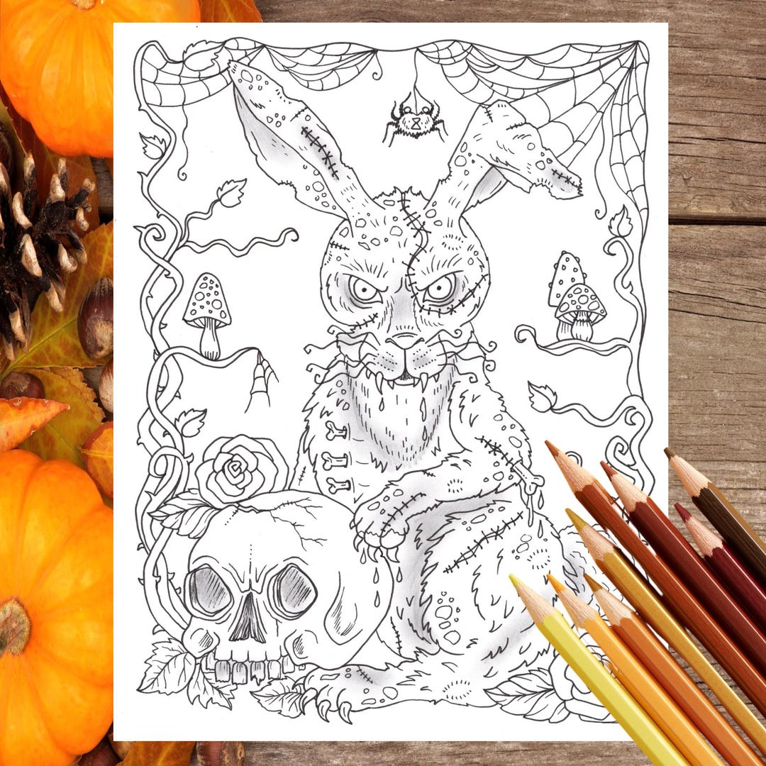 Zombie Bunny Digital Download PDF. Halloween Coloring Fun for All Ages ...