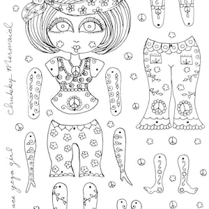 Instant Download Paper Dolls Peace Yoga Girl Color and Have fun