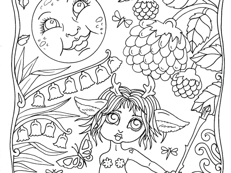 Magic Garden Instant download coloring book. Magical fantasy creatures, fairies and fun image 5