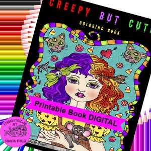 Libro da colorare per ragazze inquietanti ma carine. Digitale, download immediato, PDF. Halloween, Manga Pop, Gotico, Mostri, Fantasmi.