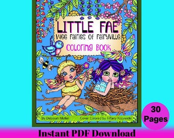Libro para colorear digital. Hadas pequeñas para colorear. Dibujos para colorear para adultos, arte de hadas, hadas, mágico, duendes. Descarga instantánea.