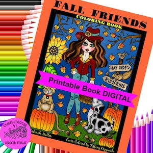 Fall Friends Digital Coloring Book Fun Fall Girls and Their Pets ...