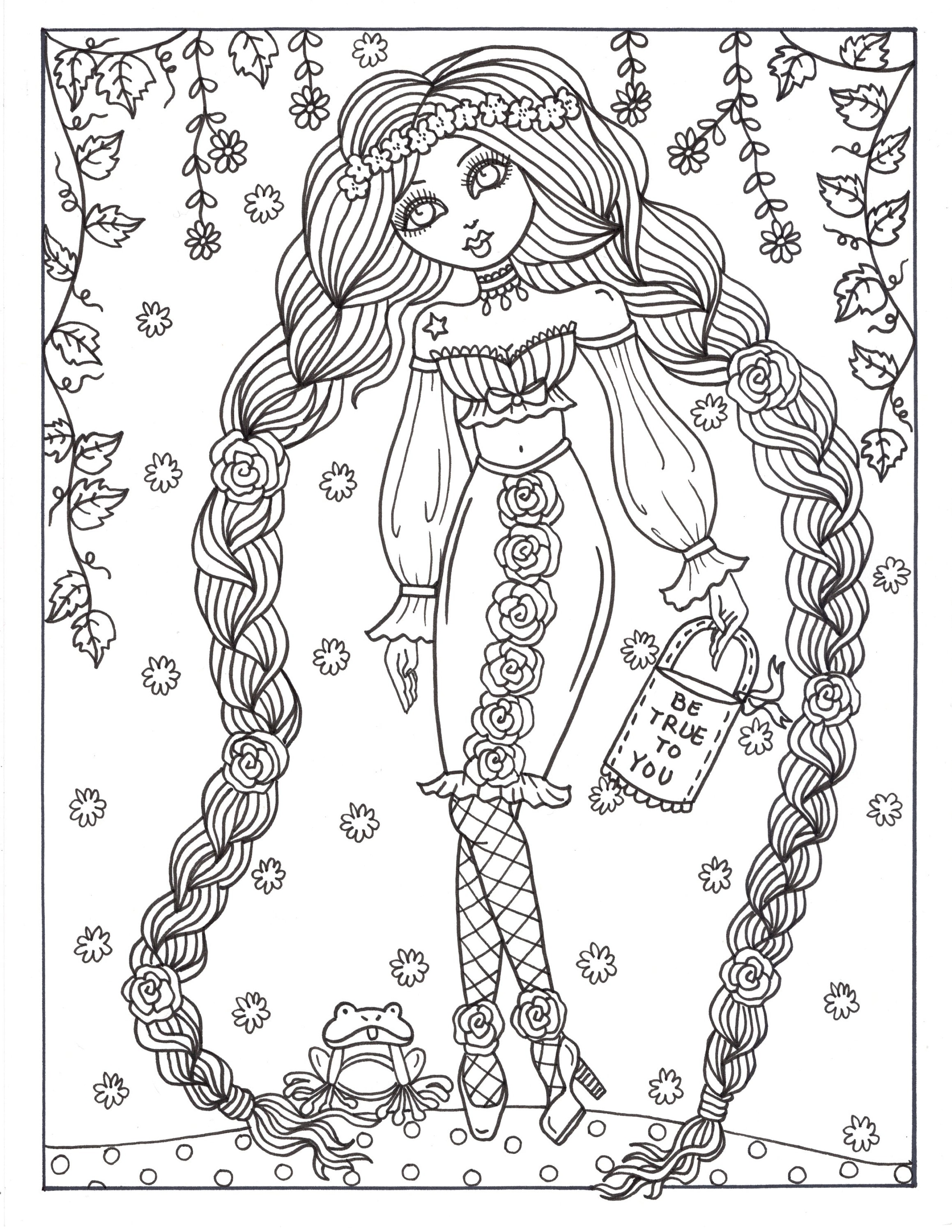 Printable Storybook and Fairytale Girls Coloring Book. Fun, Cute ...
