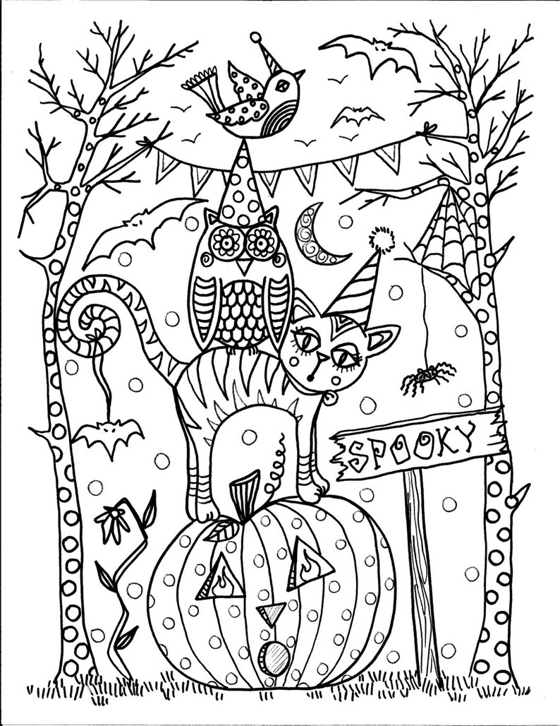 Download 5 pages Instant Download Halloween Coloring pages 5 different | Etsy