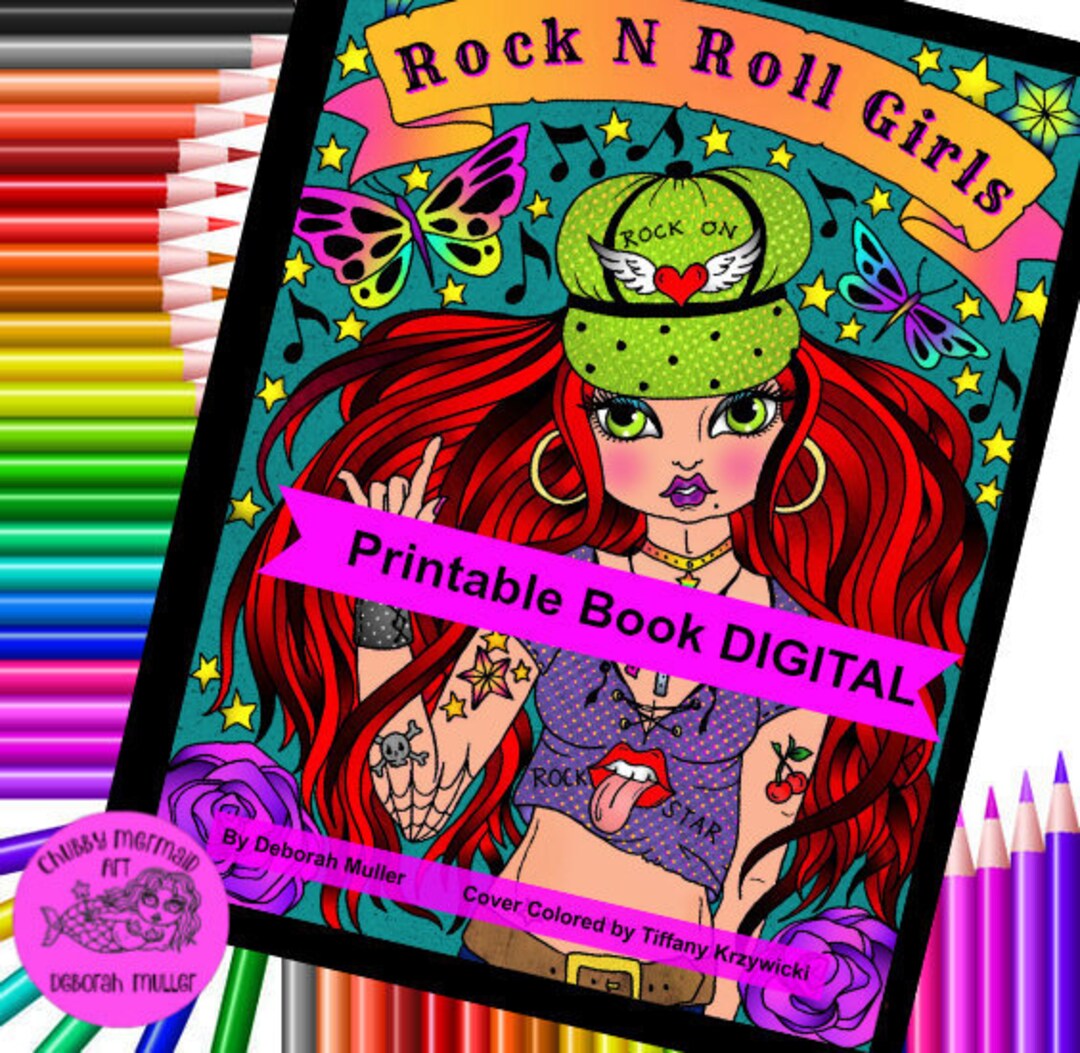 Rock N Roll Girls Digital Coloring Book. Over 40 Pages of Coloring Fun ...