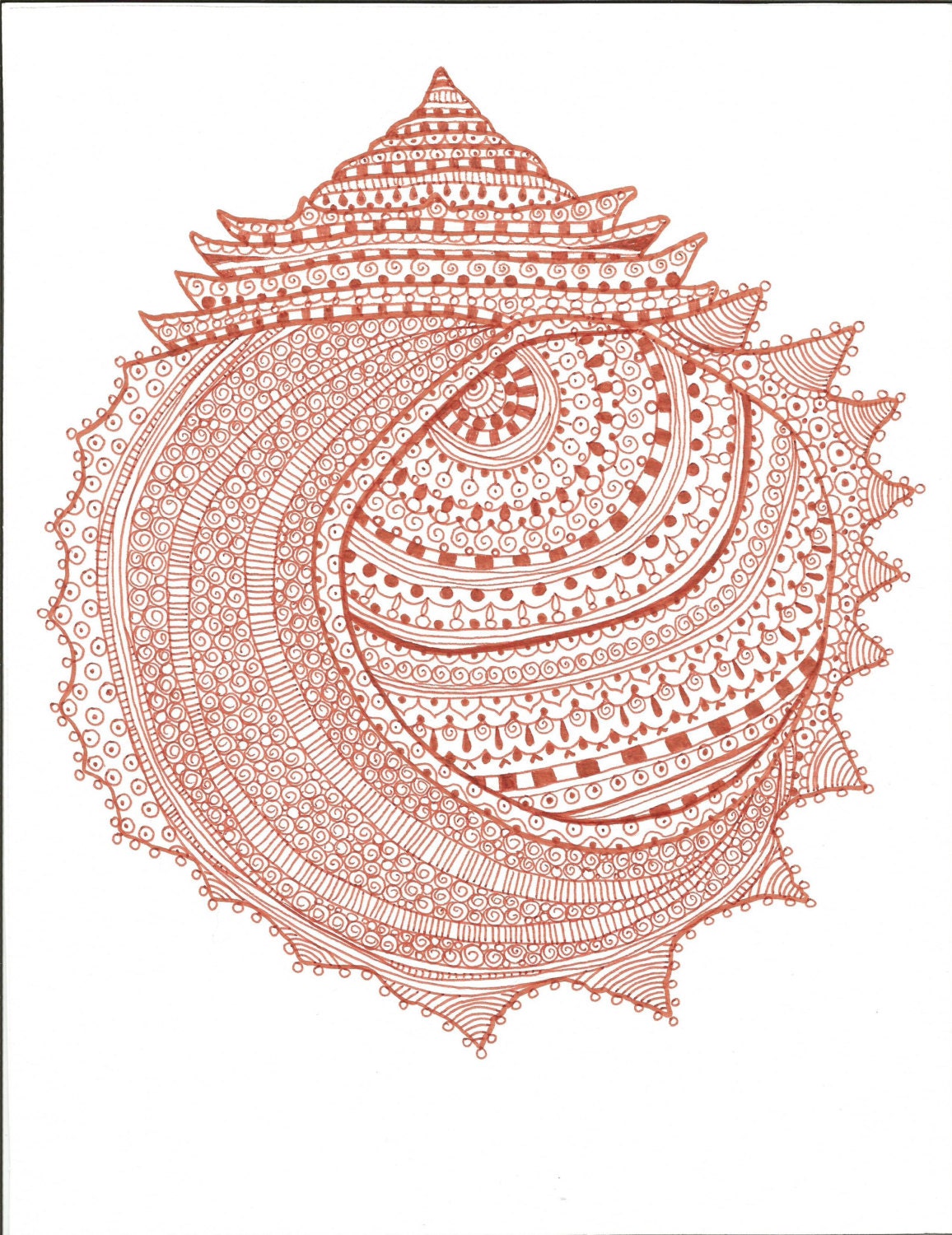 Zen Shell Instant Download Beachy Decor Art Print Doodle Etsy