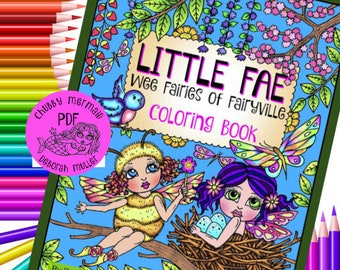 Little Fae Coloring Book Digital. Wee fairies to color. adult coloring, fairy art, fae, magical, fairies, pixies. Instant download.