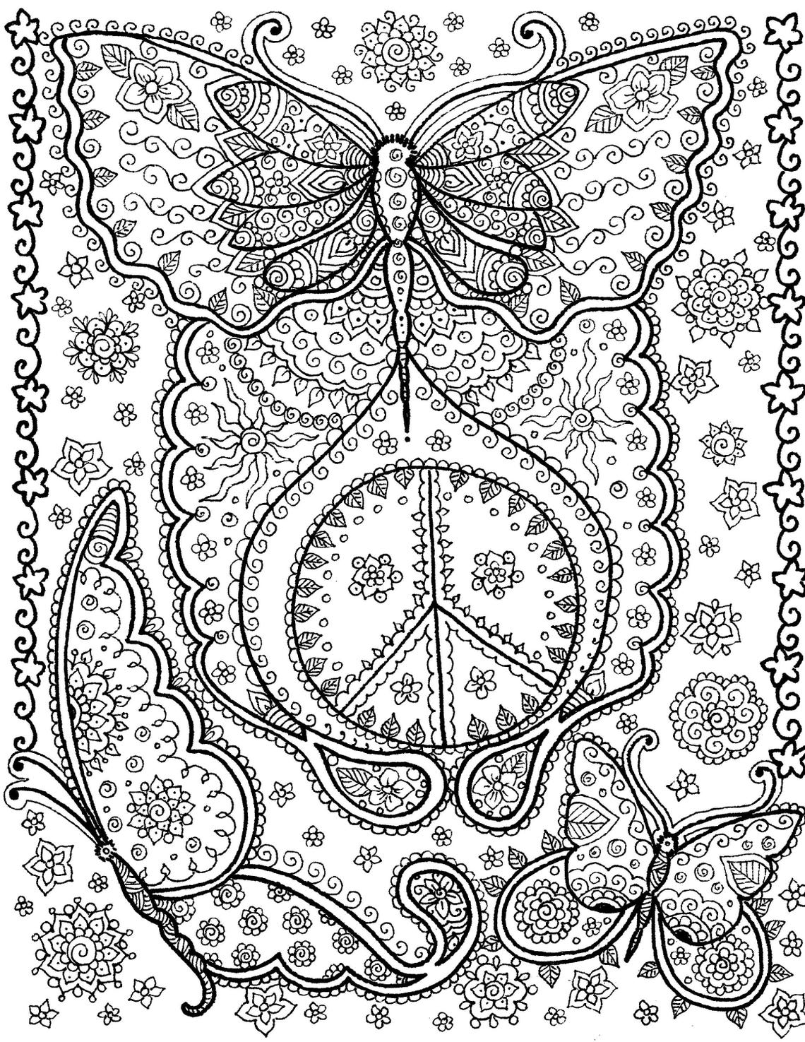 Peace 5 Pack Coloring Pages Digital Instant Download Peace | Etsy