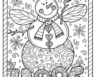 Snow Angel Instant download Christmas Coloring page Holidays Adult coloring book