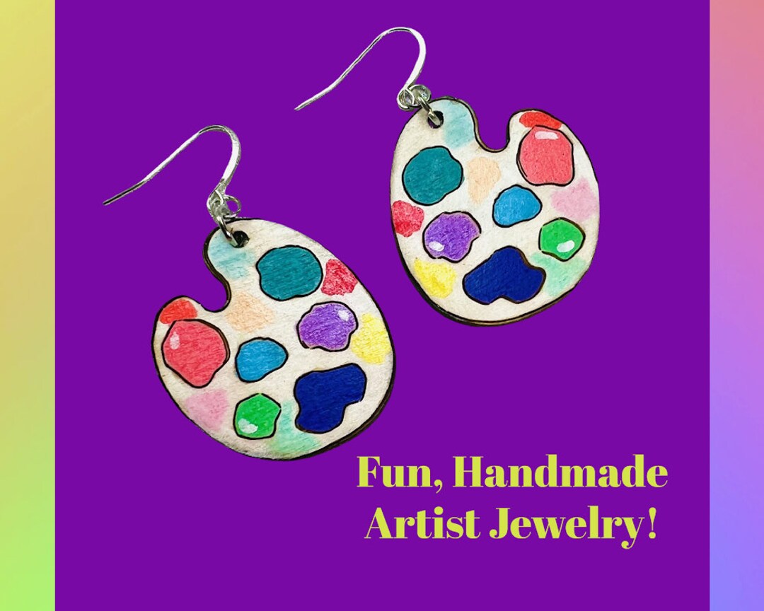 Fun Artist Earrings Every Artist Needs These. Cute Wood, Light Weight