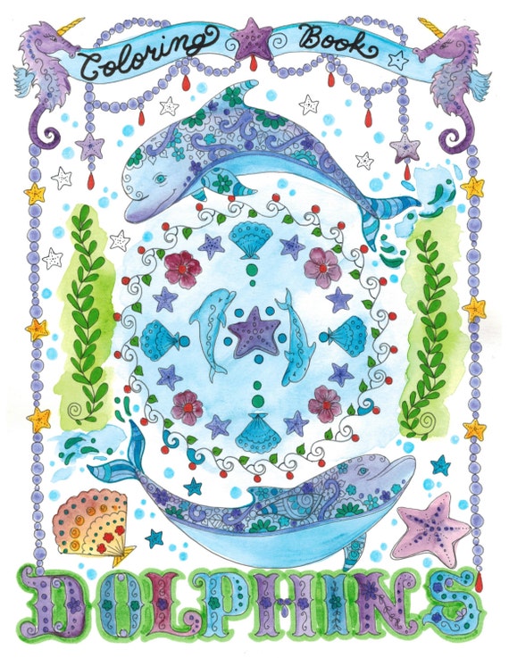 COLORING BOOK DOLPHINS Coloring Book You be the ARtiSt Fun | Etsy