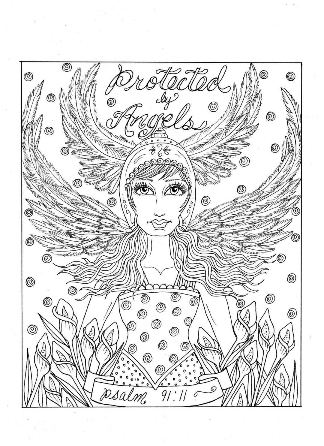 Angel Download Instant Coloring Page to Print Christian Art Scripture ...