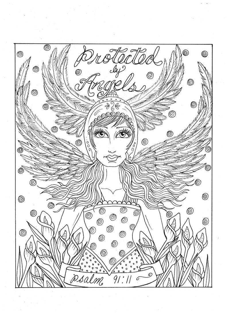 Angel Download Instant Kleurplaat Af Te Drukken Van Christian Etsy