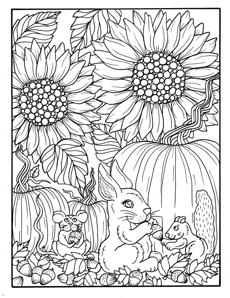 Fall Friends Digital Coloring Book Fun Fall Girls and Their | Etsy