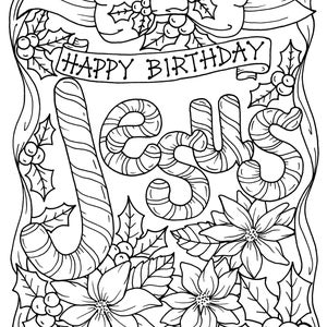 5 Pages Christmas Coloring Christian, Religious, scripture, Jesus, digital, digi stamp, coloring pages, adult coloring books image 1