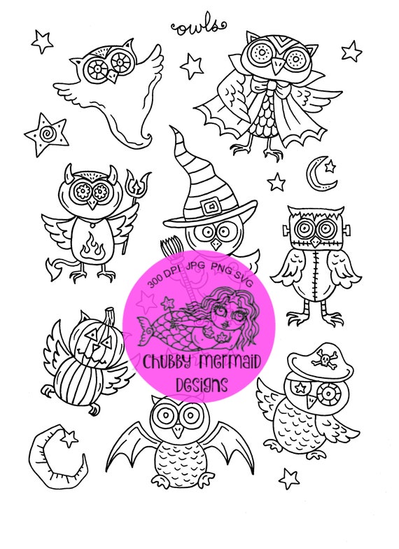 Halloween Sowa Clip Art Grafika Pliki Cyfrowe Svg Png Pliki Do Cięcia Sowa Dzieci Sowa Art