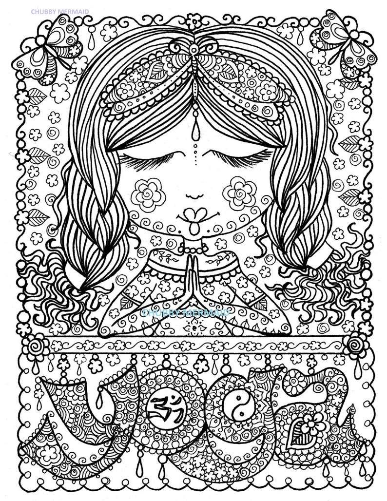 Yoga Meisje Kleurplaat Pagina Instant Download Digitale Etsy