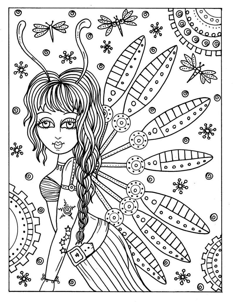 Download Steampunk Fairyland Coloring Book Adult coloring pages Fantasy | Etsy