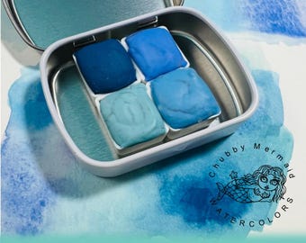 Granulating, Natural Earth Pigments, Hand Mulled Watercolor Paints. 4 color petite set. Handmade by an Artist.