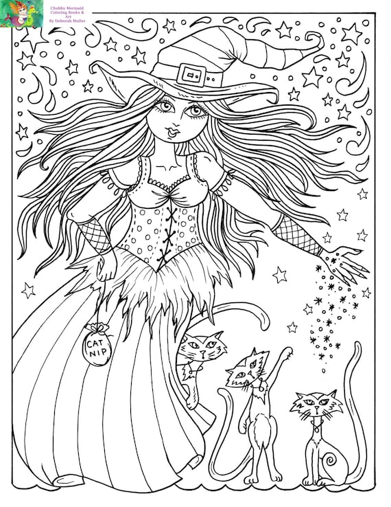 Witch Coloring Pages for Adults Graphic by KDP INTERIORS MARKET · Creative  Fabrica
