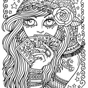 Digital Coloring Book Gypsy Dancer, Belly dancers, Gypsies, hippie, Digi, dance, Adult coloring book, Instant download image 3