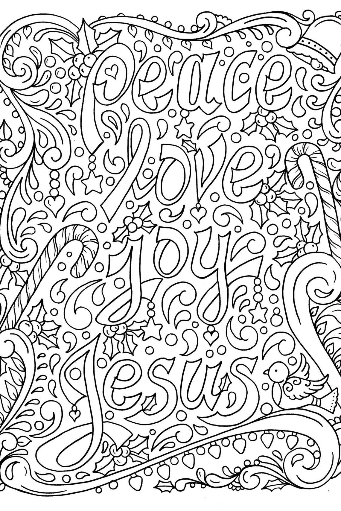 Peace Love Joy Jesus coloring page for Christmas. | Etsy
