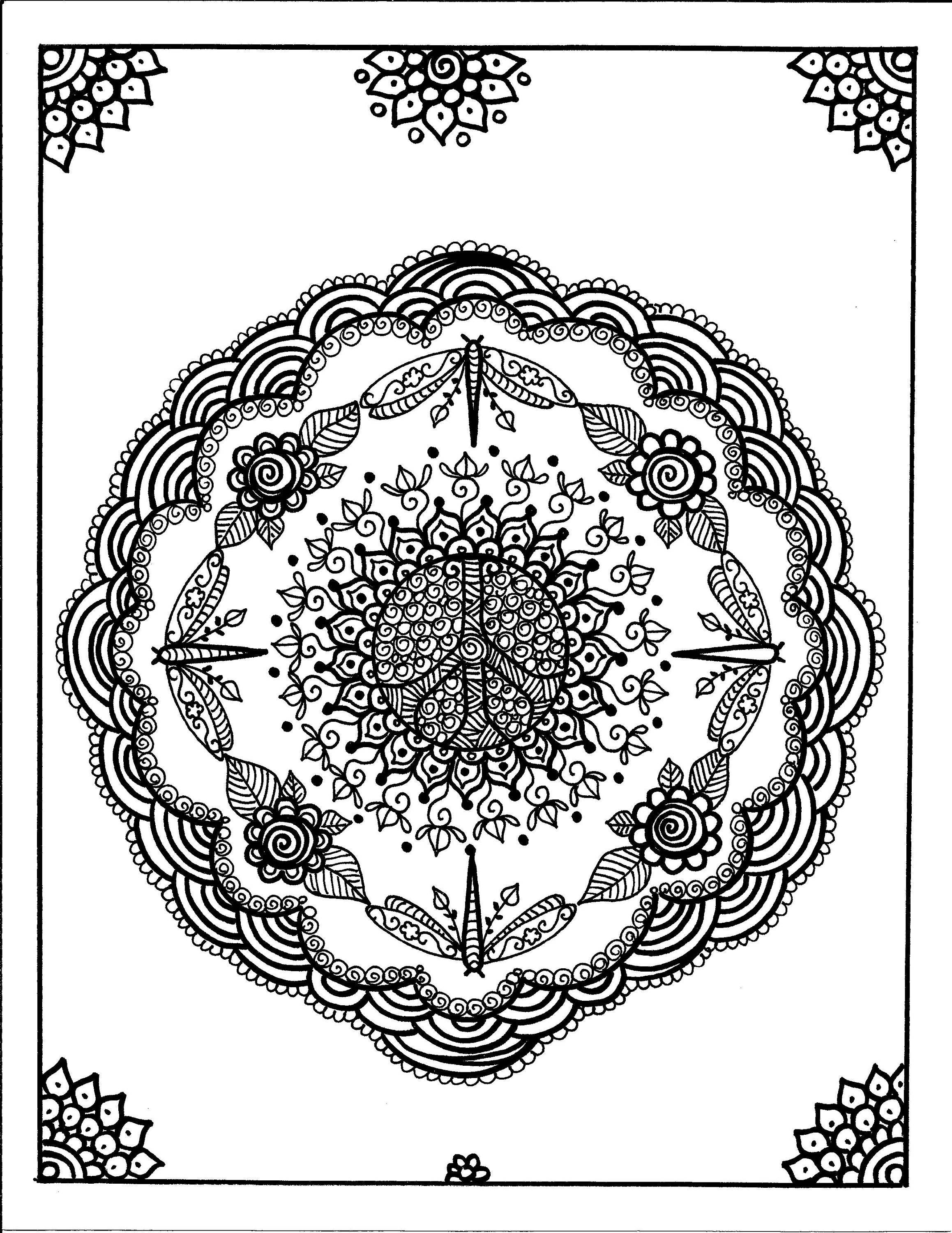 Download Dragonflies Mandala Coloring page Adult coloring | Etsy